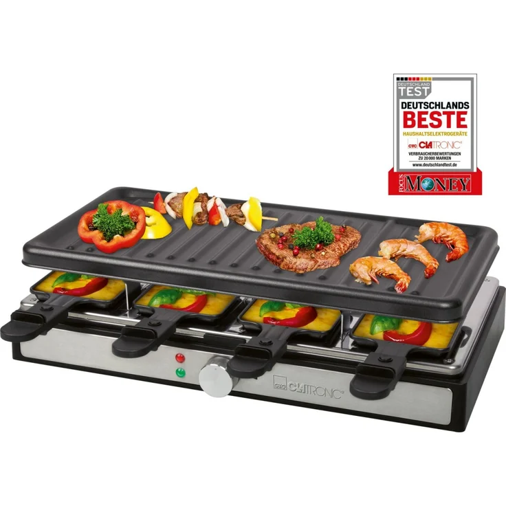 Clatronic RG 3757 Raclette-Grill, 1400W, für bis zu 8 Personen Grillfläche
