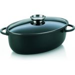 Kela 15153 Bräter, Glasdeckel mit Aromaknopf, Aluguss 5 mm, Antihaftbeschichtung, Induktionsgeeignet, 8 l, Kerros