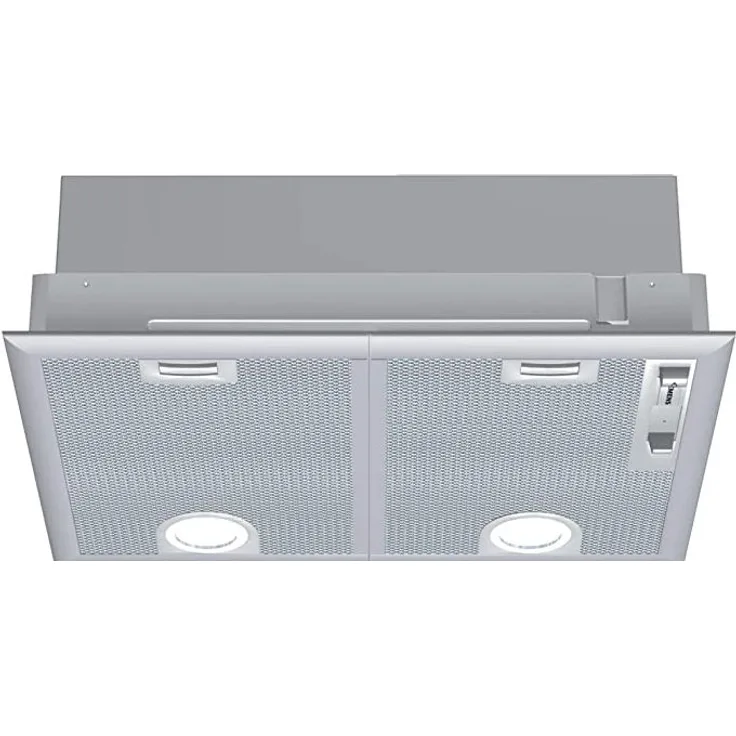 Siemens iQ300 LB55565, Motorhaube, mechanisch betrieben, Nische, Breite: 50 cm, Tiefe: 35 cm, Absaugung und Rückführung (mit zusätzlichem Rückführungsset), Silver Metallic