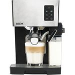BEEM CLASSICO Espresso-Siebträgermaschine - 19 bar, Silber, Integrierter Milchtank und Dampfdüse, Abnehmbarer Wassertank, 1.450 W