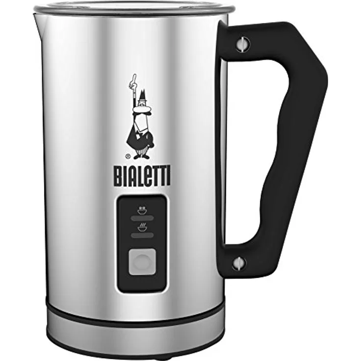 Bialetti MK01 Milchaufschäumer, elektrisch, 500W, antihaftbeschichtet, 240 ml Milchschaum, Kunststoff, Edelstahl, silber