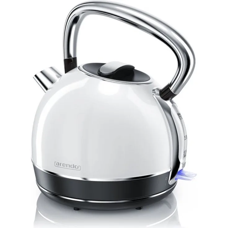 Arendo Retro Style Edelstahl Wasserkocher Vintage, 1,7 L, 2200W, Überhitzungsschutz, weiß