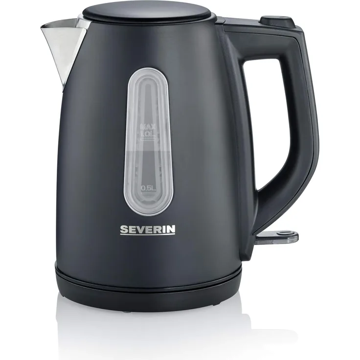 SEVERIN WK 9553 Wasserkocher, 2200, Edelstahl, 1 Liter, schwarz-matt