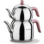 Korkmaz Retro Rose Teekocher Teekannen Caydanlik Takimi A195