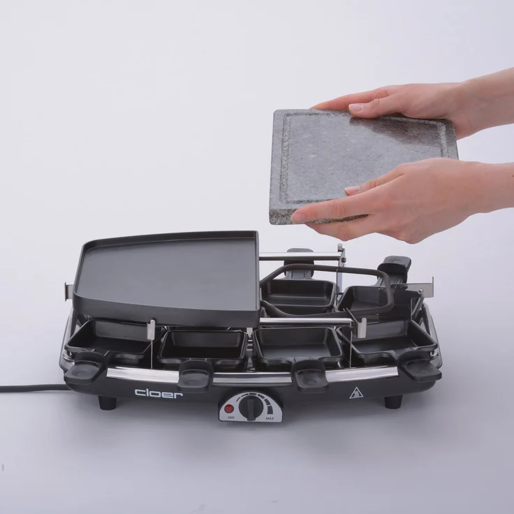 Cloer 6435 Raclette mit Naturstein - 1200 W - 8 antihaftbeschichtete Raclettepfännchen – Bild 2