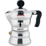 Alessi AAM33 - 1 Moka Espressomaschine aus Aluminiumguss, Griff und Kunststoffknopf, schwarz, 1 Tasse