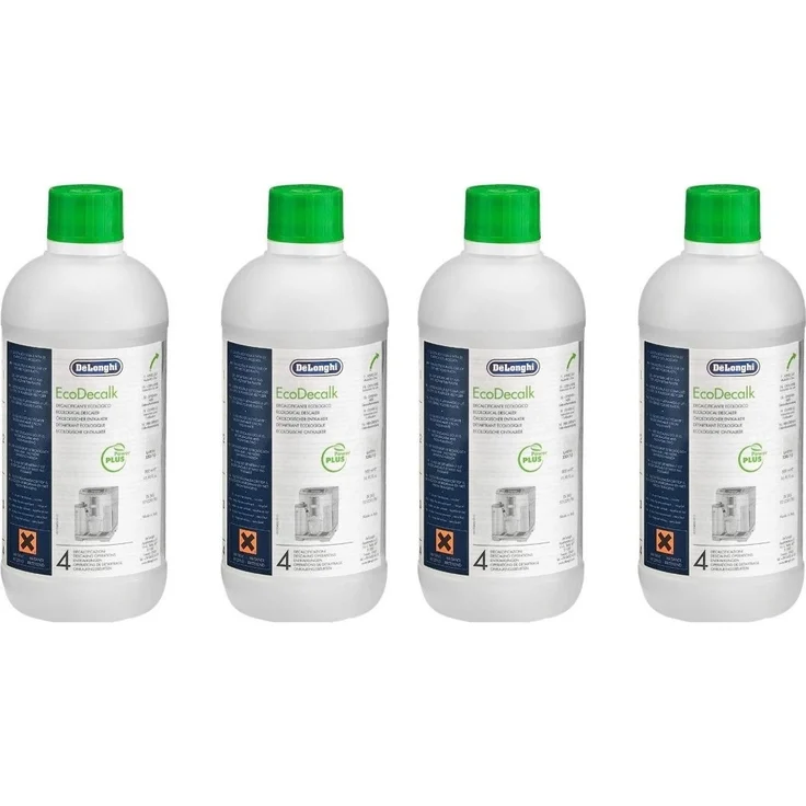 De'Longhi Original EcoDecalk DLSC500 Entkalker für Kaffeemaschinen & Kaffeevollautomaten, Universal Kalklöser enthält nur natürliche Rohstoffe pflanzlichen Ursprungs, 4 x 500 ml – Bild 1
