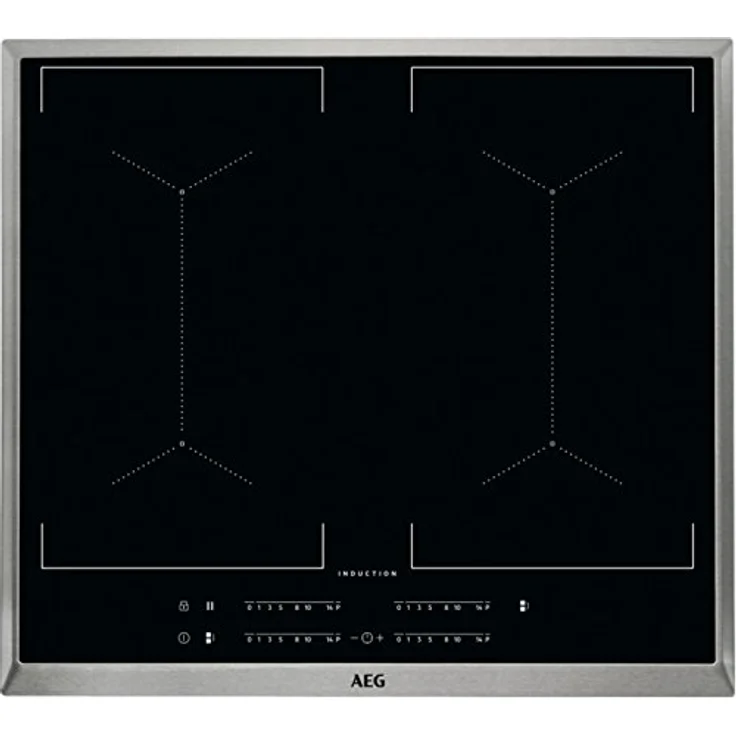 AEG IKE64450XB Induktionskochfeld, Einbau, Betriebsart elektrisch, Touch-Control, Anzahl Kochstellen 4, Breite 57,6 cm, Edelstahlrahmen, schwarz – Bild 1