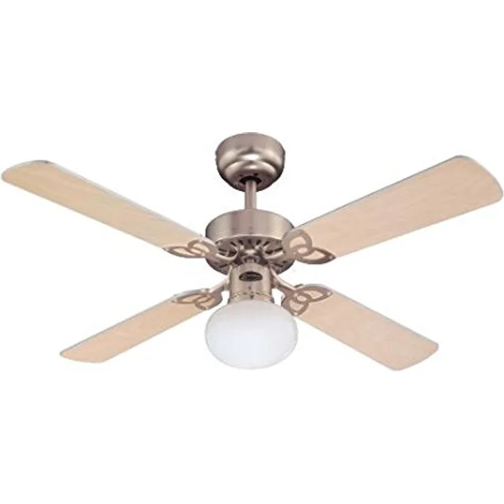 Westinghouse Lighting 7227240 Vegas, Traditioneller Deckenventilator mit Beleuchtung, 105 cm, Oberfläche gebürstetes Aluminium, Opal-Mattglas