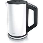 Arendo Edelstahl Wasserkocher mit Temperatureinstellung 40-100 Grad in 5er Schritten - Doppelwand Design - Modell ELEGANT - 1,5 Liter - 2200 W - Teekocher mit Temperaturanzeige - GS - Polarweiß