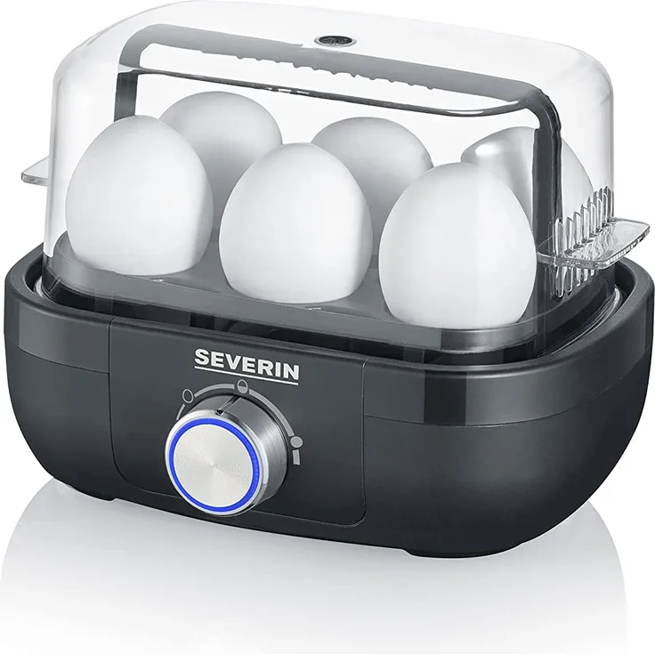 Severin EK 3166 Eierkocher, 420W, für bis zu 6 Eier, inkl. Einsatz zum Pochieren von Eiern, schwarz