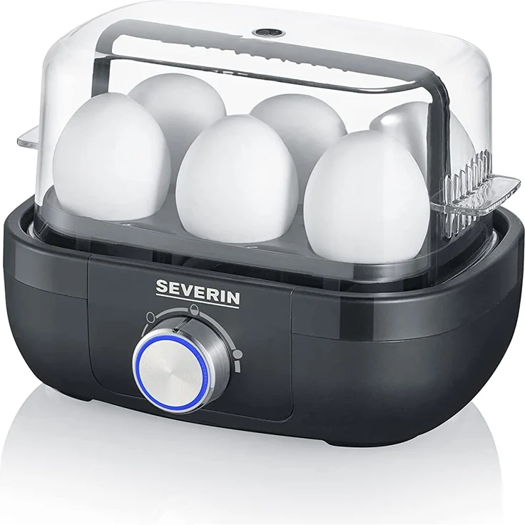 Severin EK 3166 Eierkocher, 420W, für bis zu 6 Eier, inkl. Einsatz zum Pochieren von Eiern, schwarz – Bild 1