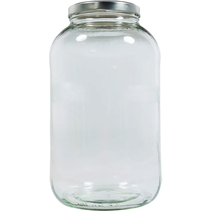 Mikken XXL Einmachglas 4250ml mit Silber-farbenem Schraubverschluss, Vorratsglas Glasdose inkl. Beschriftungsetikett