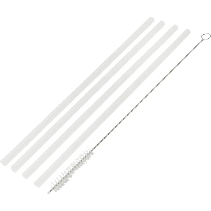 Fackelmann Eco Strohhalm - Trinkhalm mit Bürste 5-teilig, 23cm, wiederverwendbar