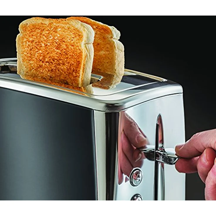 Russell Hobbs Toaster Luna grau, 2 extra breite Toastschlitze, inkl. Brötchenaufsatz, 6 einstellbare Bräunungsstufen + Auftau- & Aufwärmfunktion, Schnell-Toast-Technologie, 1550W, Luna 23221-56 – Bild 2