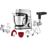Krups KA631D Master Perfect Gourmet Küchenmaschine, 1100 Watt, 8 Geschwindigkeiten, 4,6L Edelstahlschüssel, 5 Zubehör: Back-Set, Flex-Bowl, Schnitzelwerk, Unterheber, Fleischwolf, Edelstahl gebürstet, Serie: Master Perfect Gourmet