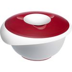 Westmark Rühr--Backschüssel mit Spritzschutz, Deckel und Ausgießer, Kunststoff, Füllvolumen: 3,5 Liter, Weiß-Rot, 3155227R