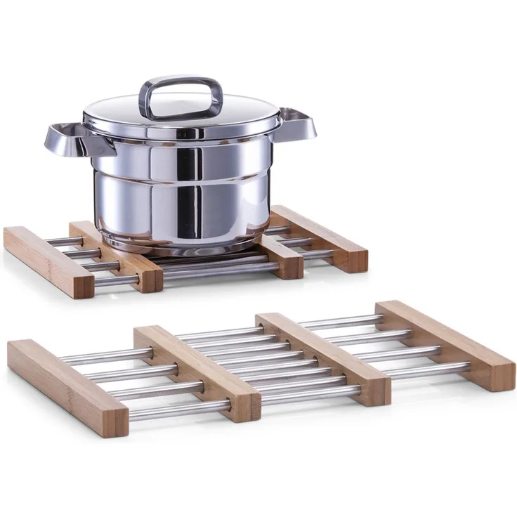 Zeller 25299 Topfuntersetzer, ausziehbar, Bamboo-Edelstahl