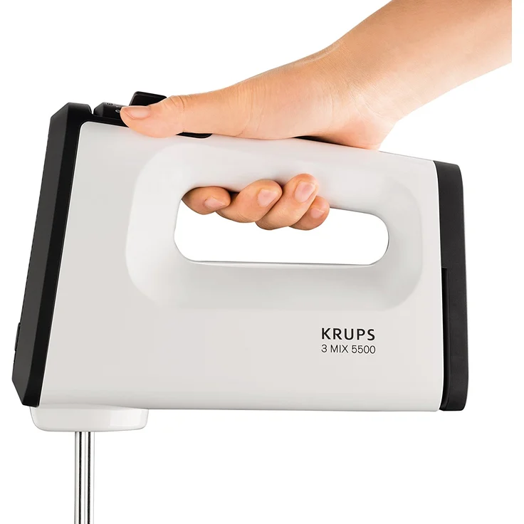 Krups 3 Mix 5500 GN5021 Handmixer mit Turbostufe | 500W | Turbo-Quirle | 5 Geschwindigkeiten | Schneebesen | Spiral-Kneter aus Edelstahl | erhältlich in den Farben weiß und schwarz – Bild 3
