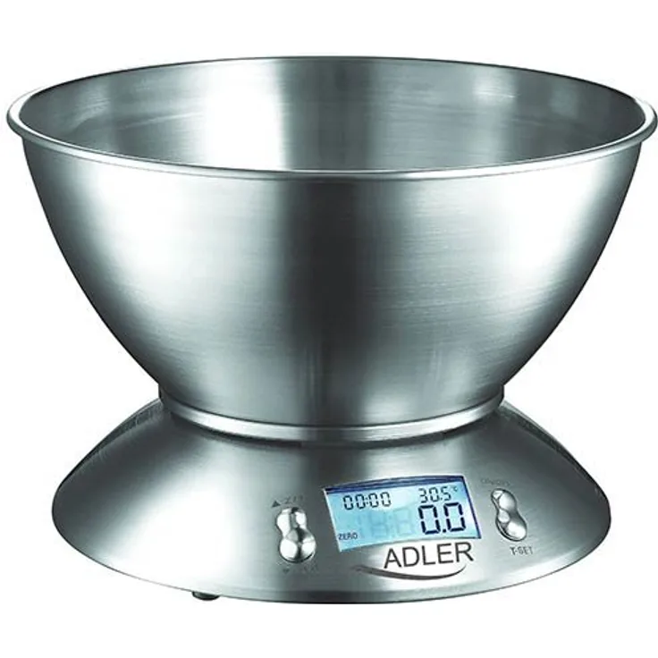 Adler AD 3134 Digitale Küchenwaage mit Edelstahl-Schüssel