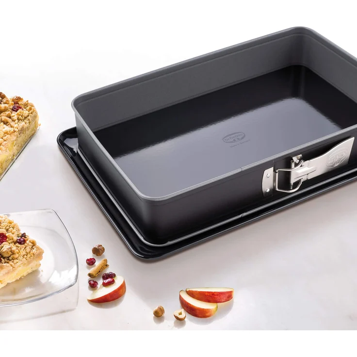 Dr. Oetker Rechteck-Springform mit le-Boden 38 x 25 cm mit Servierboden, eckiges Kuchenblech, für große Blechkuchen, Serie Back-Idee Kreativ, Menge: 1 Stück – Bild 3