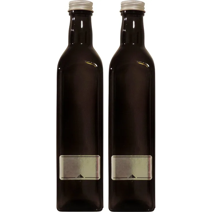 Viva Haushaltswaren 2 x Ölflasche 500ml - braune Schraubverschluss zum selbst abfüllen, inkl. Etiketten zum Beschriften Glasflasche, Glas, 5.8 x 5.8 x 26 cm, 2-Einheiten