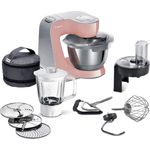 Bosch MUM58NP60 CreationLine Premium Küchenmaschine mit Planetenrührwerk, 1000W, 3,9 L Schüssel, 7 Geschwindigkeiten, inkl. Patisserie-Set, Durchlaufschnitzler, Mixer-Aufsatz, rosè-silber, Serie: MUM5