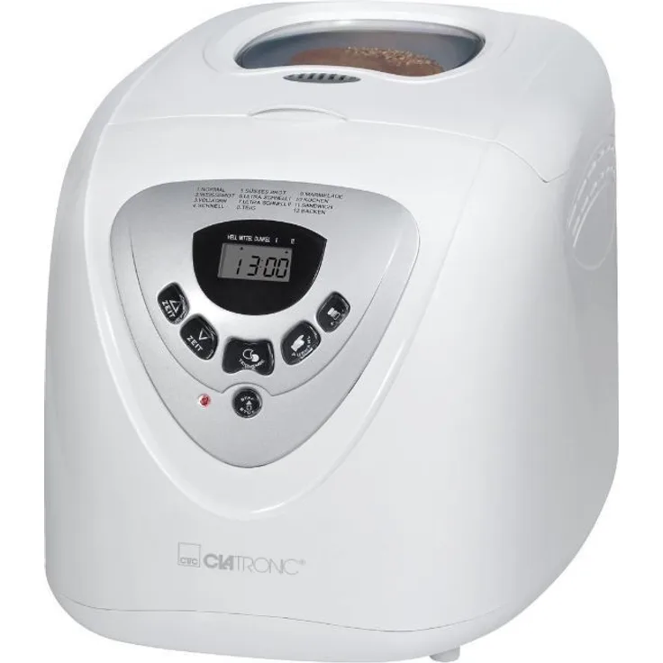 Clatronic BBA 3505 Brotbackautomat (Kneten, Aufgehen, Backen), 12 Backprogramme, LCD Display, ca. 2 Liter, Krustenbräunung einstellbar