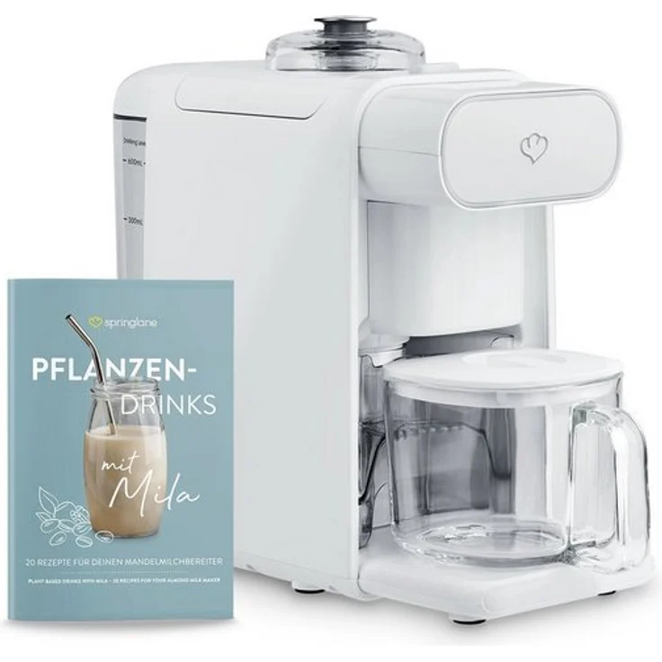 Springlane Standmixer Mandelmilchbereiter, Sojamilchbereiter, 1000 W, 0,6 Liter, inkl. Rezeptheft, weiß