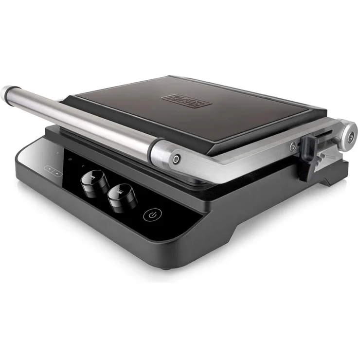 Black+Decker ES9680030B BXGR2000E Kontaktgrill, 2000, Anti-Fingerprint-Edelstahl, Schwarz – Bild 1
