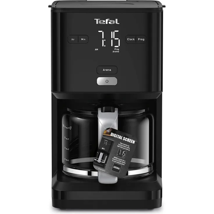 Tefal Smart & Light TT640810 Toaster, digital, 7 Positionen, Schwarz Cafetière Schwarz