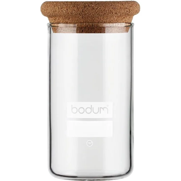 Bodum 8525-109-2 Yohki Vorratsdosen mit Korkdeckel, 0.25 L Vorratsdosen, Glas, Kork, Transparent, 6.6 x 6.6 x 11.5 cm