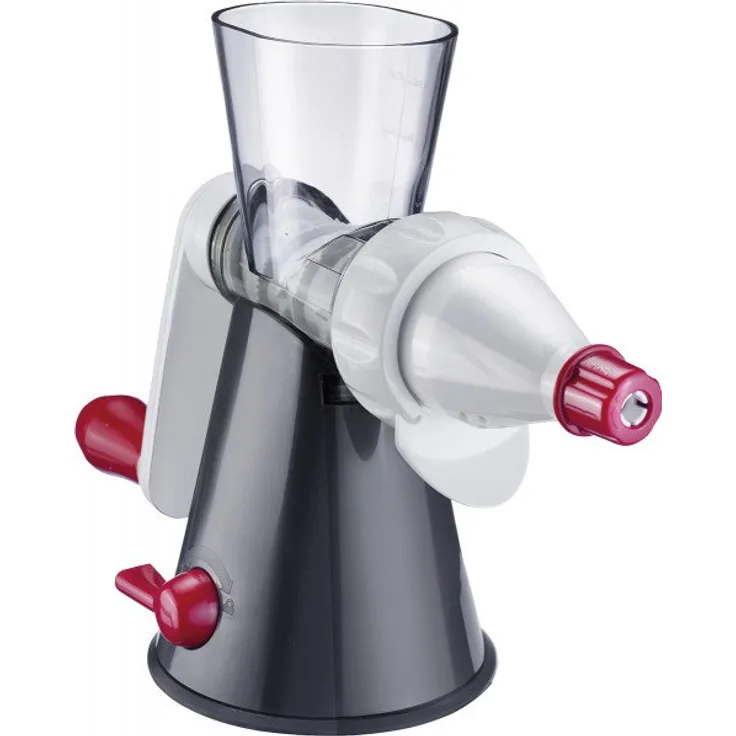 Westmark Entsafter mit Saft- und Tresterbehälter, Großer Saugfuß, Kunststoff, Vita Freund, Weiß-Dunkelgrau-Rot, 97062260