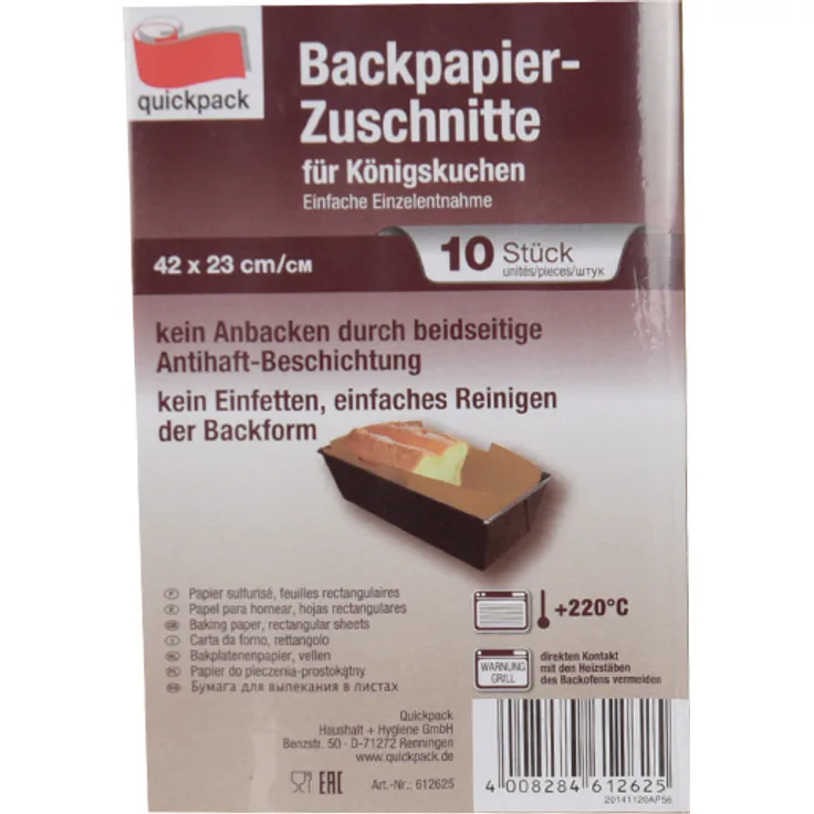 Backpapierzuschnitte 10er 42x23cm, Königskuchen