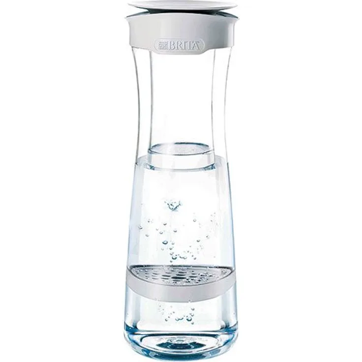 BRITA Wasserfilter-Karaffe Mind weiß-grau inkl. 1 MicroDisc Filter– BRITA Karaffe zur stilvollen Servierung von Wasser sowie zur Reduzierung von Chlor & geschmacksstörenden Stoffen
