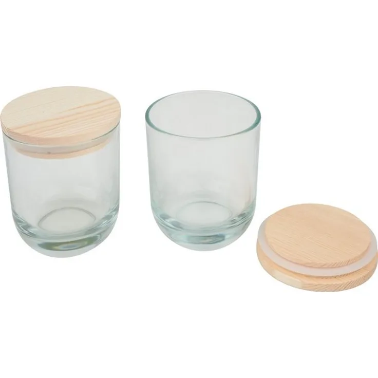 VBS Vorratsglas, Glas, mit Holzdeckel, 2 Stück