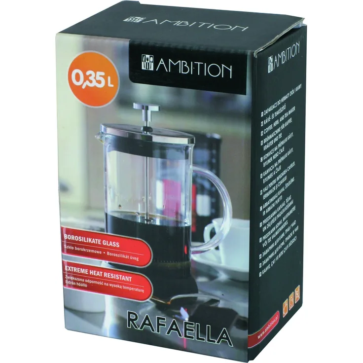 Dajar Kaffeezubereiter 350 ml, Glas, Schwarz Transparent Grau, 11 x 8 x 16,5 cm