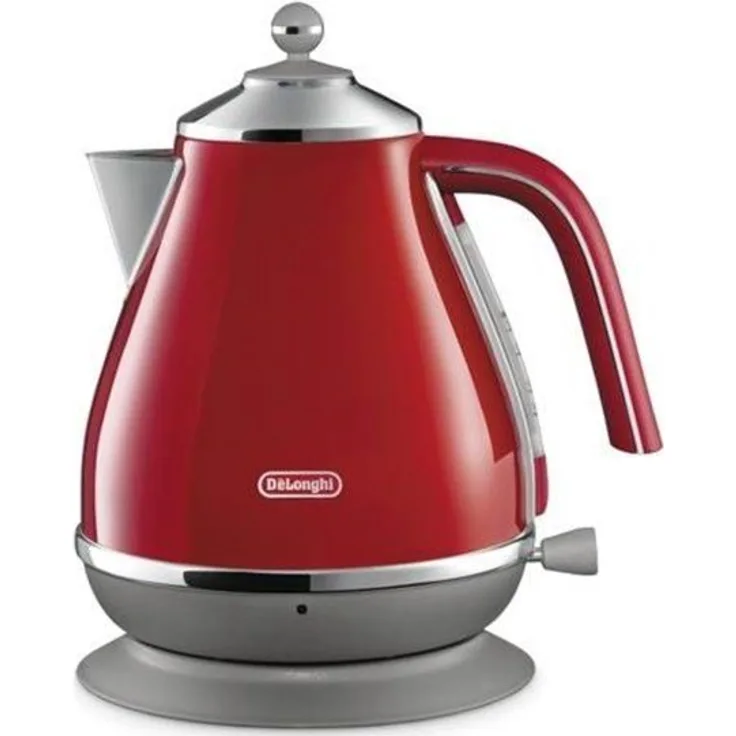 Delonghi KBOC2001.R Edelstahl-Wasserkocher mit Filter Icona Capitals, 2000W, 1,7L, rot