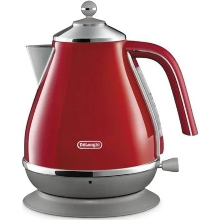 Delonghi KBOC2001.R Edelstahl-Wasserkocher mit Filter Icona Capitals, 2000W, 1,7L, rot