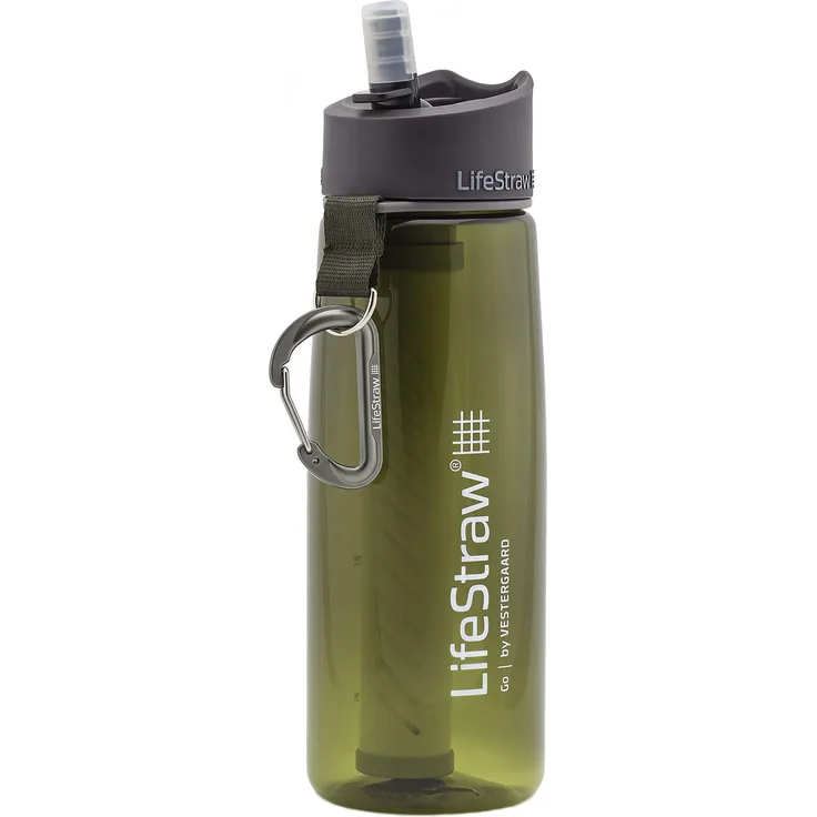 LifeStraw Go 2 Nachfüllbare Wasserflasche mit Eingebautem (2-Stufig) Green Filter, Grün, M