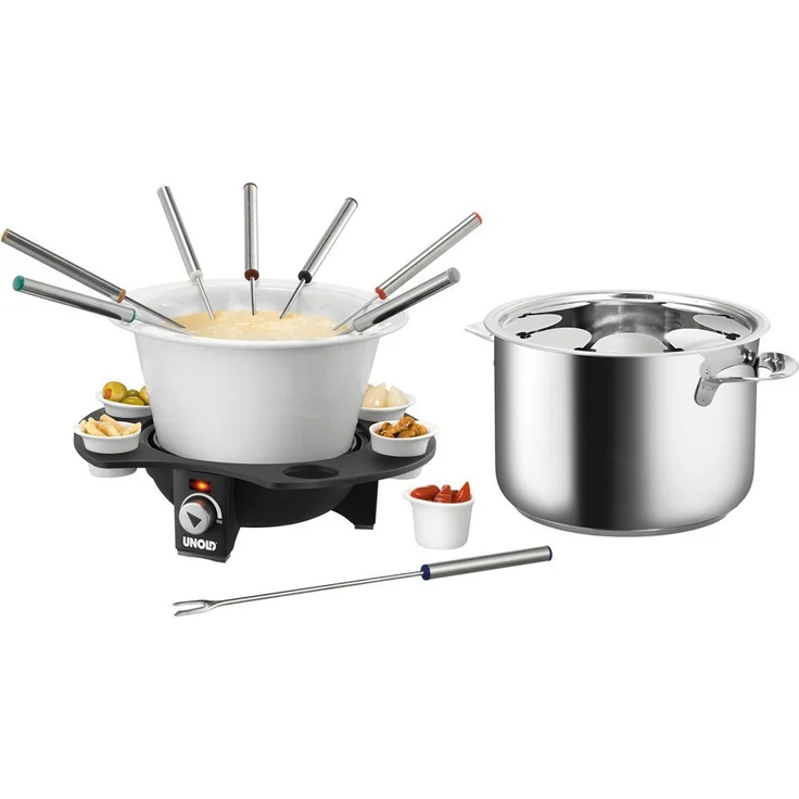 UNOLD Fondue-Elegance, Fondue-Set, Wechseltopf Edelstahl-Keramik, Zubehör, für 8 Personen, 48645 – Bild 5