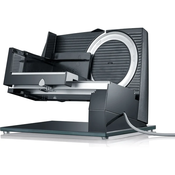 Graef S32116LAF Allesschneider, 200W, inkl. MiniSlice Aufsatz, Edelstahltablett, Vollmetall, Kindersicherung, schwarz – Bild 3