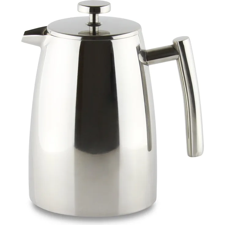 Café Stål Belmont Doppelwandiger Kaffeebereiter aus hochwertigem 18-10 Edelstahl ? 16 Mokktassen, 2L, Hochglanzpolitur, Tamper