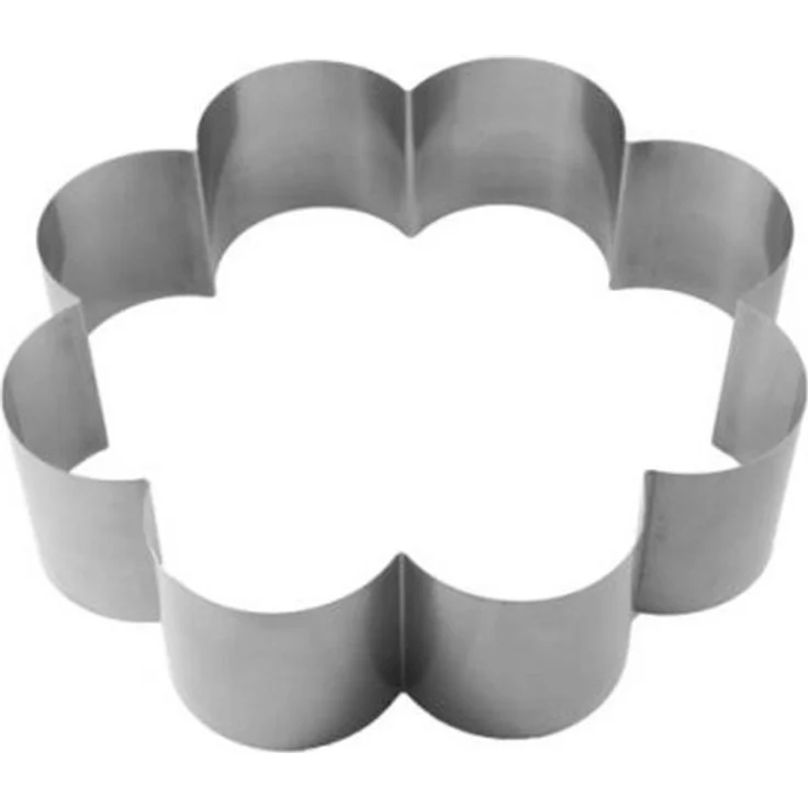 Lares Backform-Backrahmen-Tortenring - aus Federbandstahl - Motiv: Blume 8 Bogen - Ø ca. 27cm, H: ca. 7cm - Made in Germany