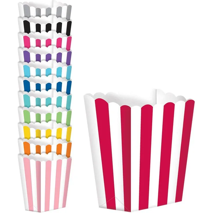 Amscan Gestreifte Snack-Boxen 5er Pack, Caribbean Blau