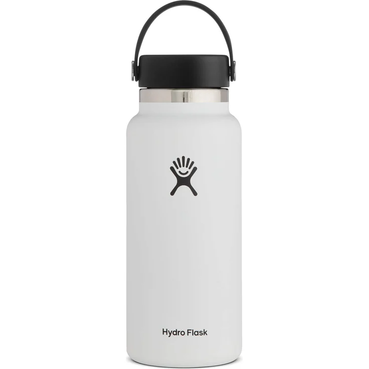 Hydro Flask Trinkflasche, Edelstahl und vakuumisoliert, große Öffnung mit auslaufsicherer Flex Cap, White, 946 ml (32 oz) – Bild 1