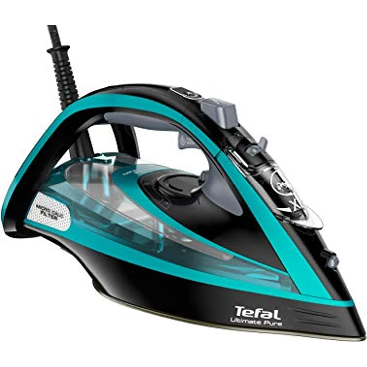 Tefal Ultimate Pure FV9844 Bügeleisen Trocken- und Dampfbügeleisen Durilium Autoclean-Bügelsohle Schwarz, Blau 3200 W – Bild 1