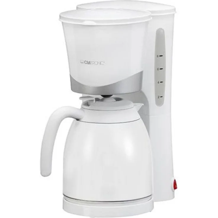Clatronic Thermo-Kaffeemaschine KA 3327, für 8 - 10 Tassen (ca. 1 Liter), mit Thermokanne, weiß-silber