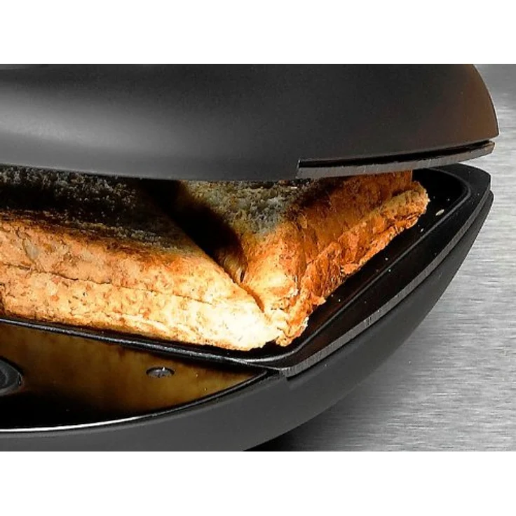 ROMMELSBACHER Sandwich Maker ST 710 - für 2 Sandwiches, 2-Lagen Antihaftbeschichtung, schnelles Aufheizen, wärmeisolierter Handgriff, platzsparende Aufbewahrung, schwarz-Edelstahl – Bild 3