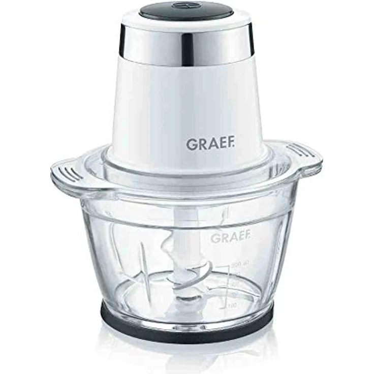Graef CH501EU Zerkleinerer, Glas, 500W, Edelstahlmesser, weiß – Bild 1